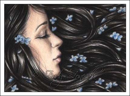 Dream Girl Winter Blue ACEO by Zindy S. D. Nielsen